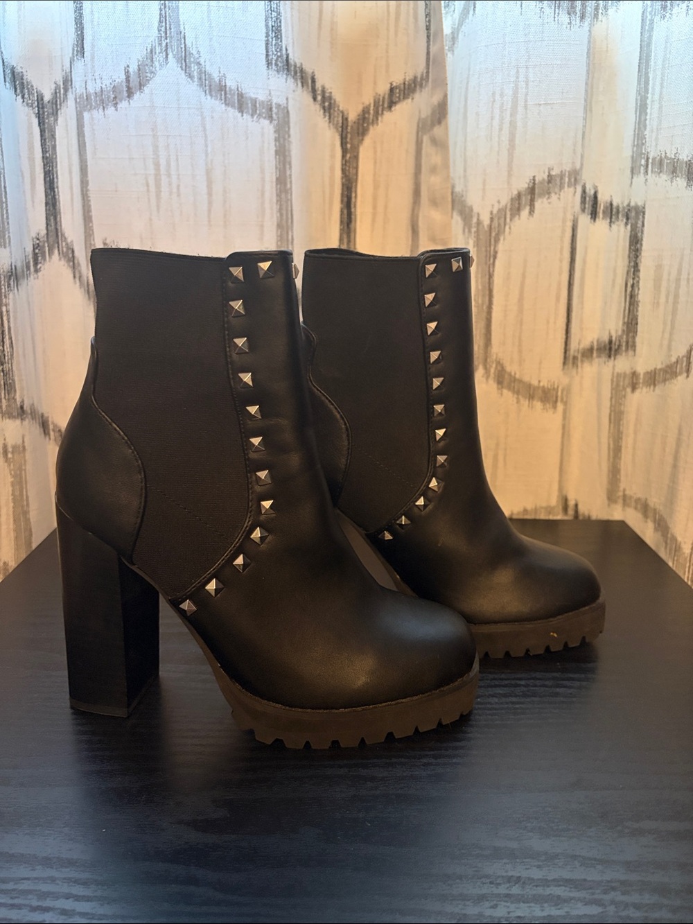 Steve Madden Black Studded Platform Ankle Boots
